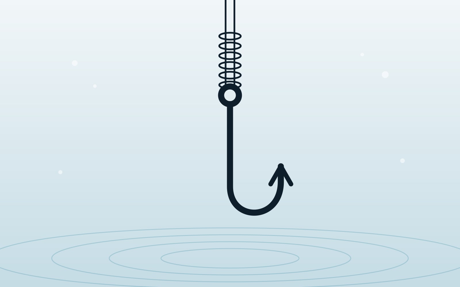Illustration of a fishing line passed through a hook eye with a tight coil of wraps above it, the shape of a clinch-style knot